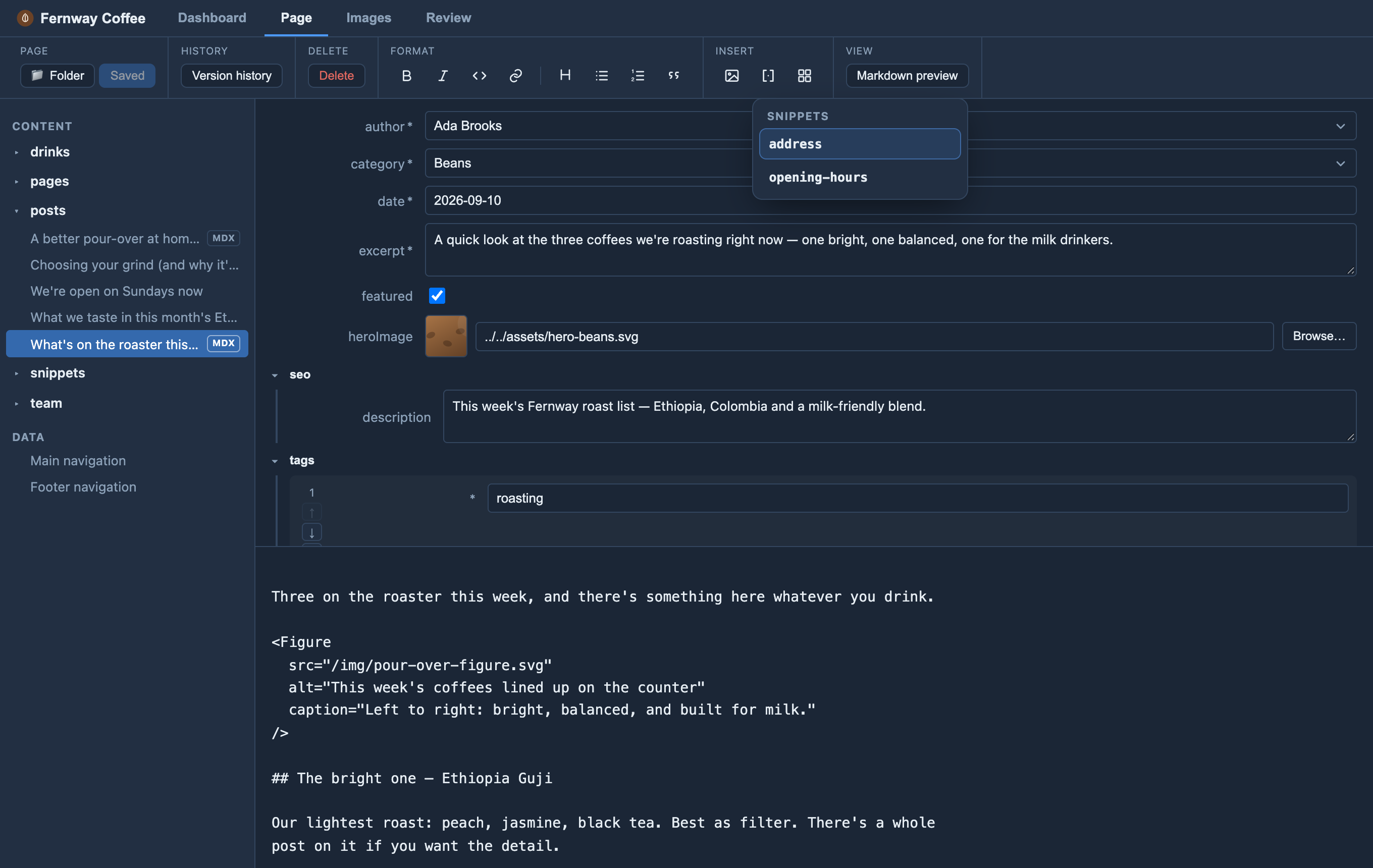 Your reusable snippets